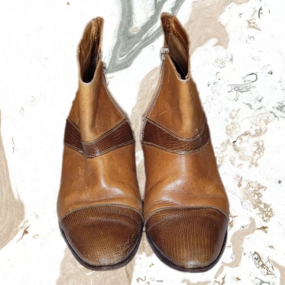Other - Rare Men's 60s/70s Vintage Retro Brown Colorblock Ankle Boots sz 11D